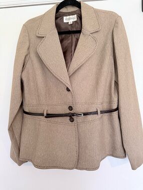Studio I Taupe Belted Tailored Blazer and Pants
